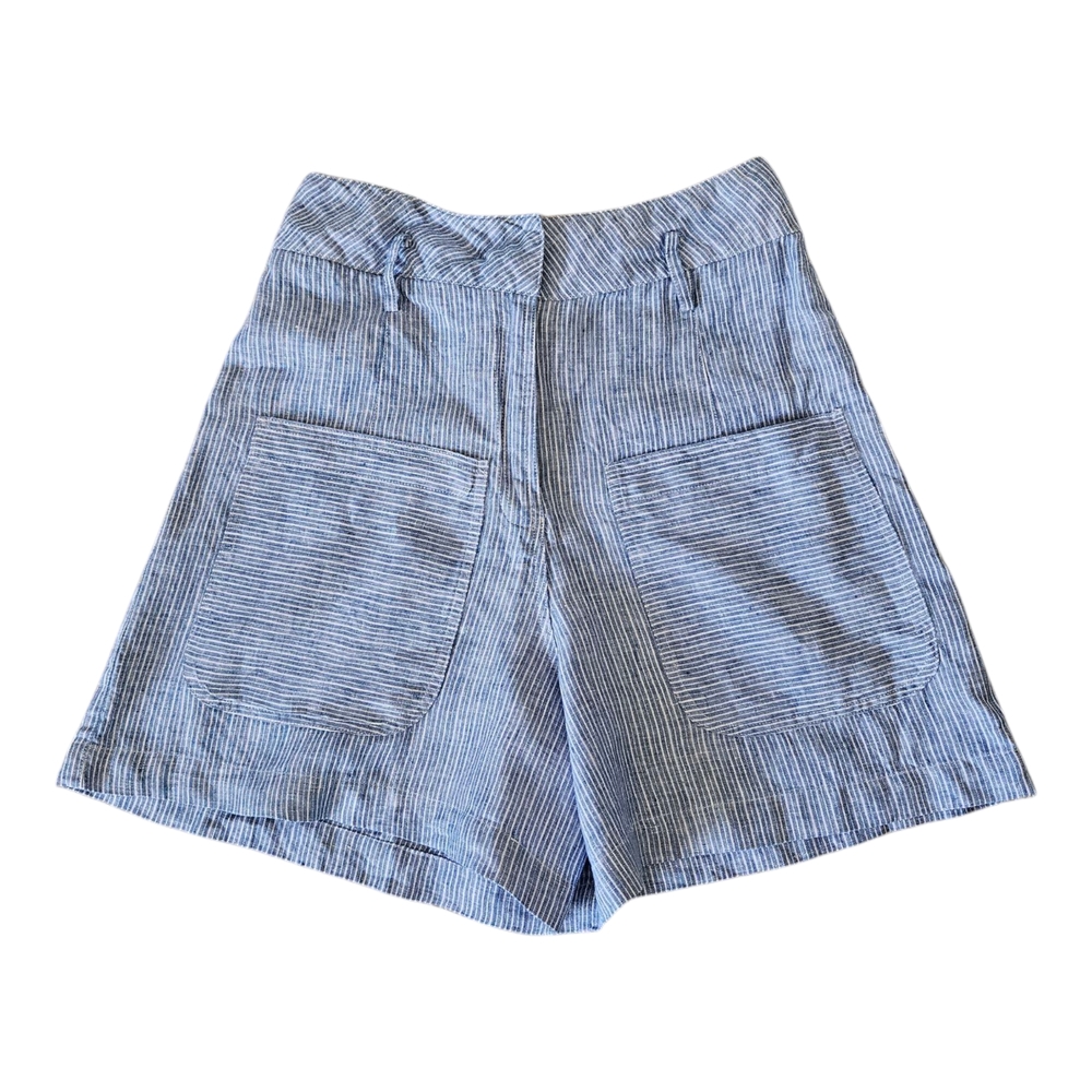 Louise Misha Linen High Waisted Shorts Size 34/US 0-2 Blue White Stripe